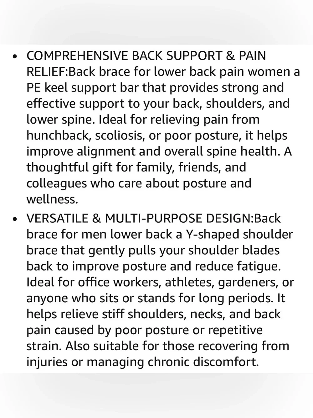 5/$30 Adjustable Black Posture Corrector Support Brace - Large NWT